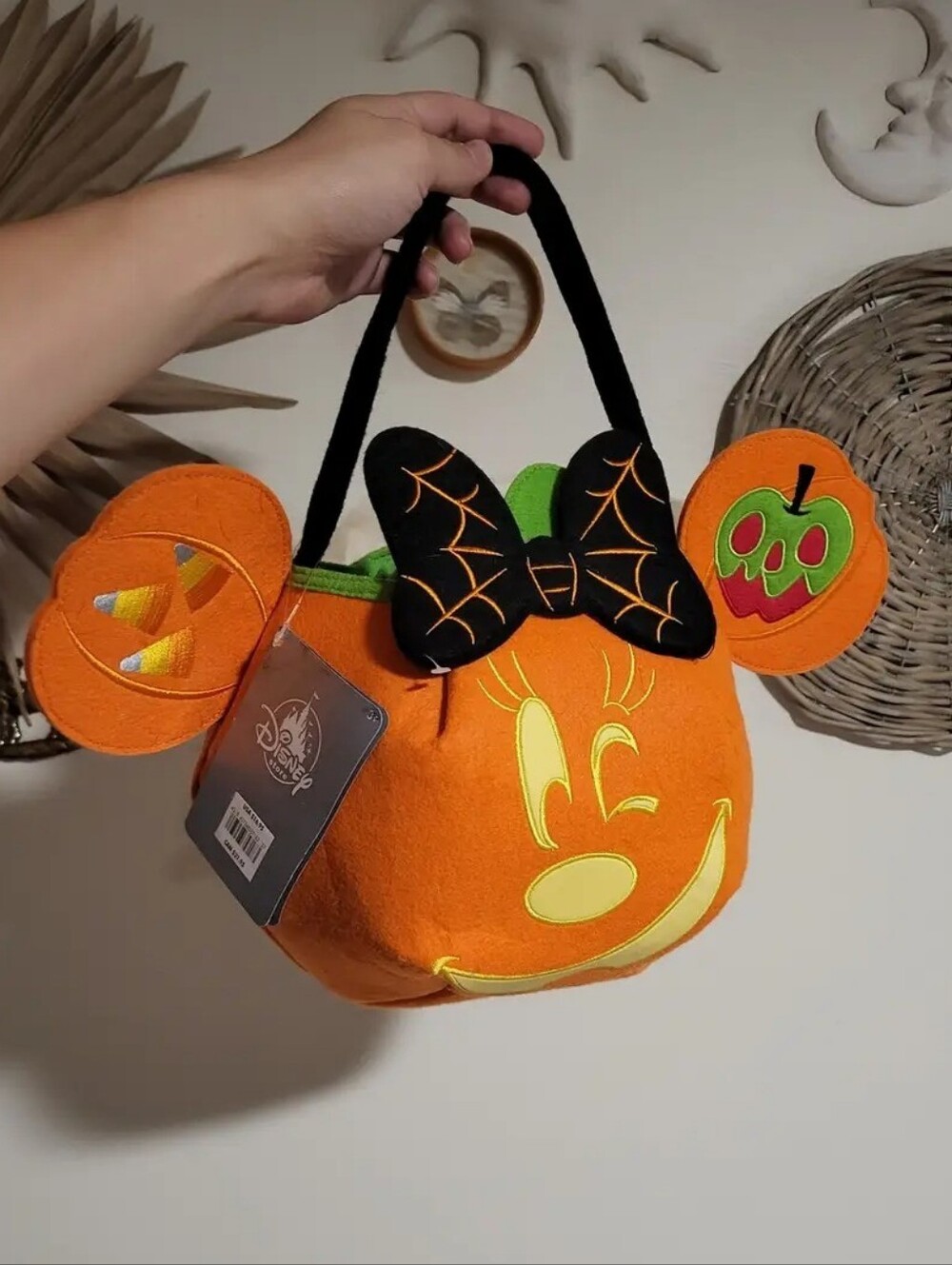 Minnie Mouse Pumpkin Trick Or Treat Disney Bucket Bag Halloween Glow In The Dark